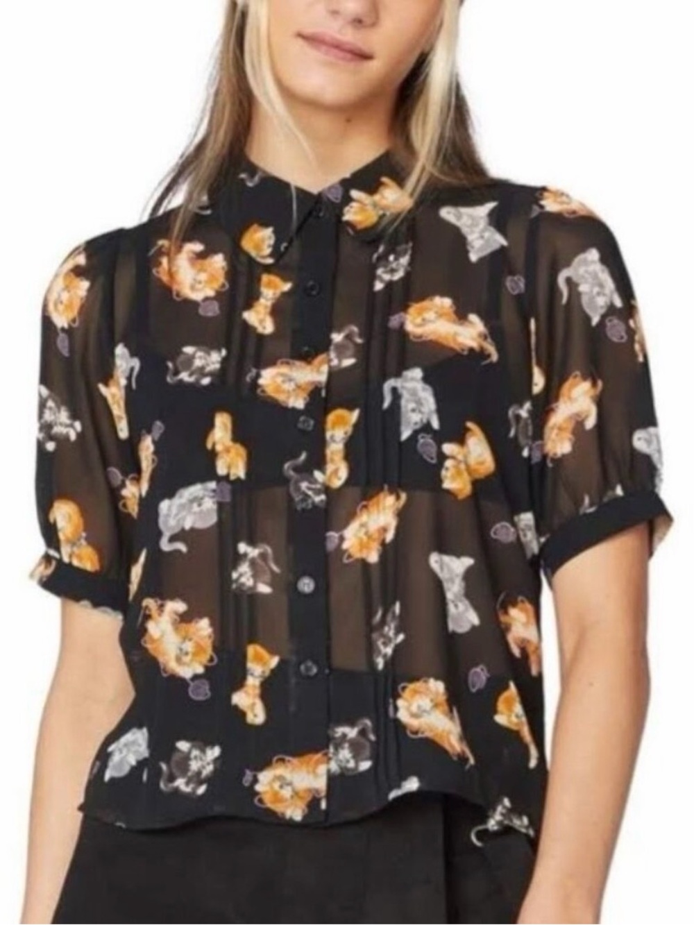 DANGERFIELD x MODCLOTH Kinship of Kittens Button-Up Top DGFS173